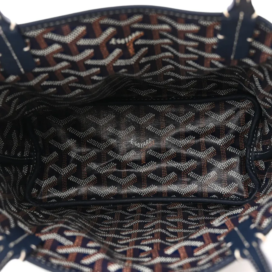 Goyard Reversible Mini Anjou Tote Navy Goyardine Canvas