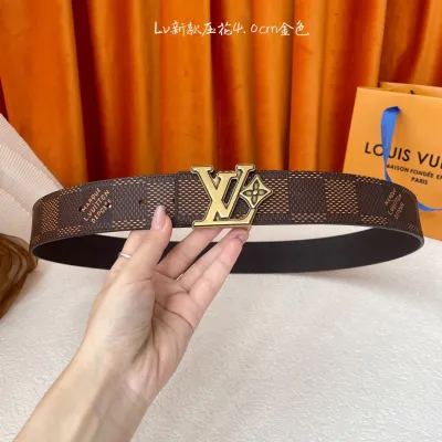 Louis Vuitton Men's Flower Buckle Reversible Belt In Black/Brown Calfskin And Damier Canvas With Gold/Silver Hardware 40mm