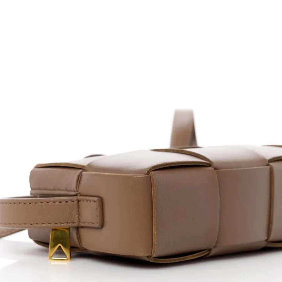 Bottega Veneta Mini Intreccio Cassette Phone Pouch Crossbody Bag Marrone Lambskin Leather