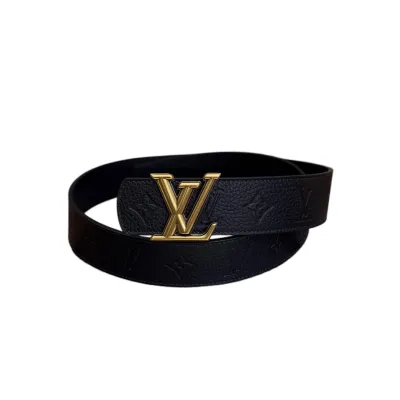 Louis Vuitton Men's Dimension Reversible Belt In Black Calfskin With Gold/Silver/Black Hardware 40mm