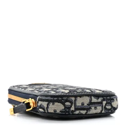 Dior Small Montaigne 30 Phone Holder With Chain Blue Oblique Canvas