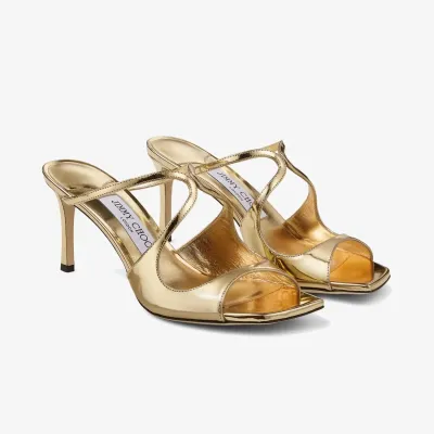 JIMMY CHOO metallic Sense of texture leather Muller shoes high-heeled slippers