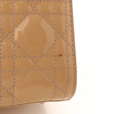 Dior Medium Lady Dior Rose Clair Patent Cannage Calfskin Leather Silver Hardware