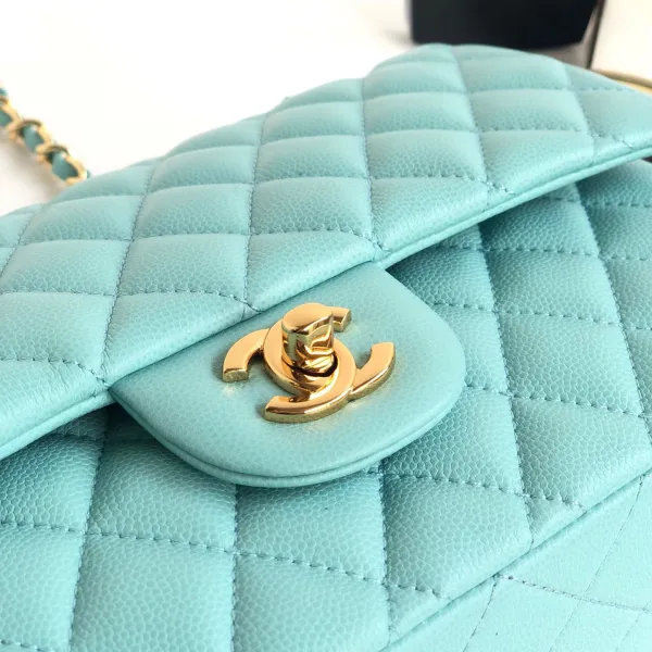 Chanel CF Litchi grain Tiffany blue silver buckle gold buckle 25cm Crossbody Bags - Image 7