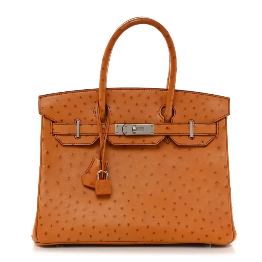 Hermès Birkin 30 Cognac Ostrich Leather Palladium Hardware