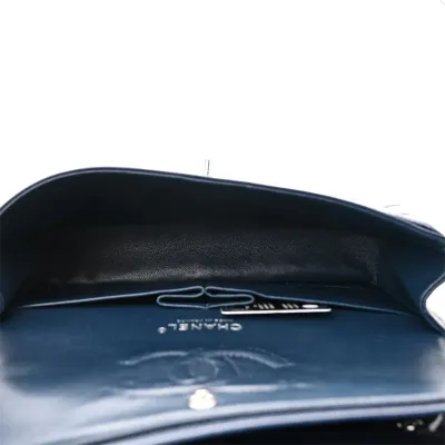 Designer Handbags Blue Quilted Caviar Leather