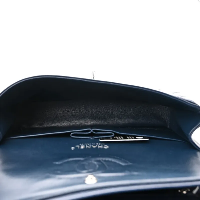 Designer Handbags Blue Quilted Caviar Leather