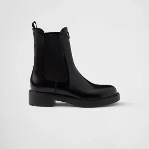 PRADA Matte black calfskin Chelsea boots