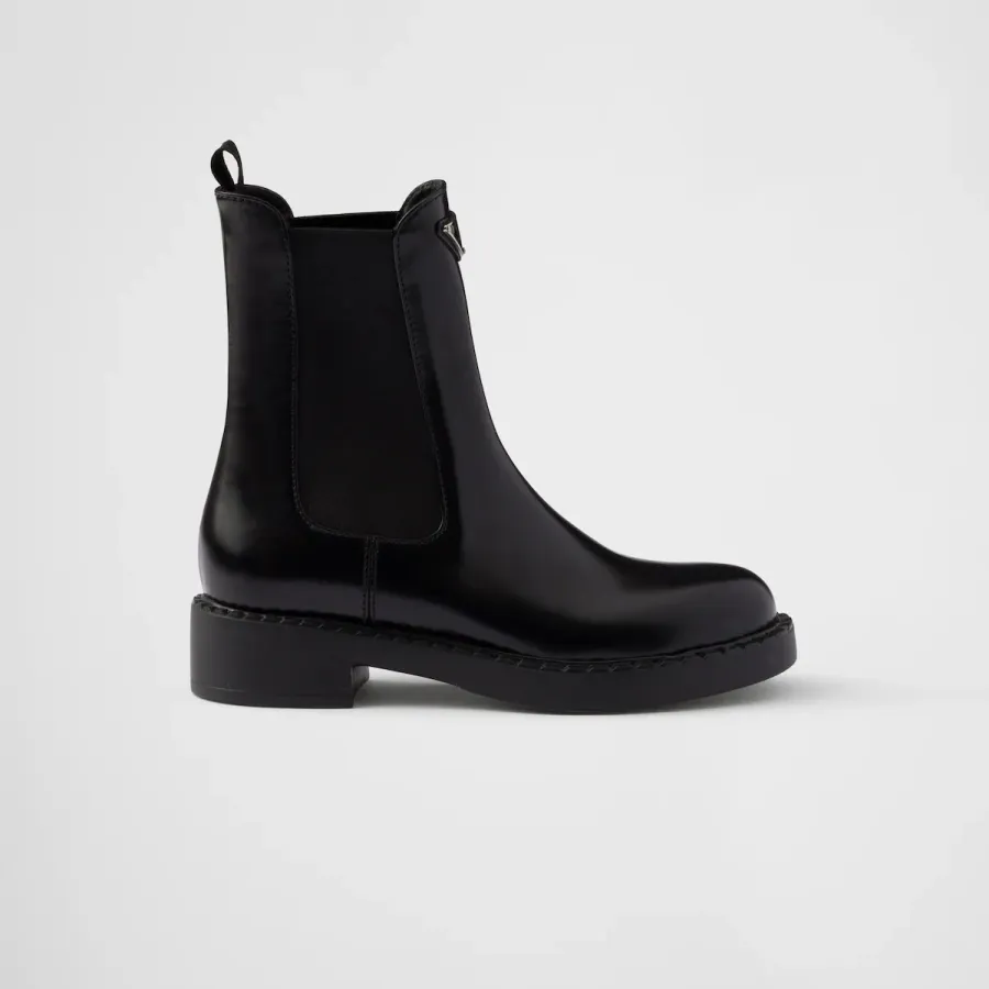 PRADA Matte black calfskin Chelsea boots