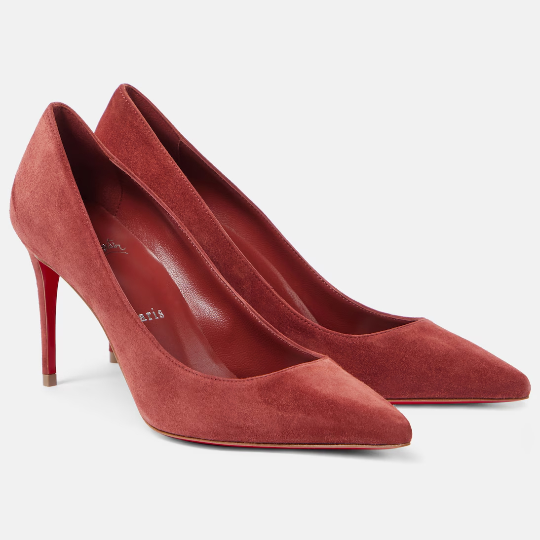 Christian Louboutin Salto alto de camurça vermelha, salto agulha pontudo