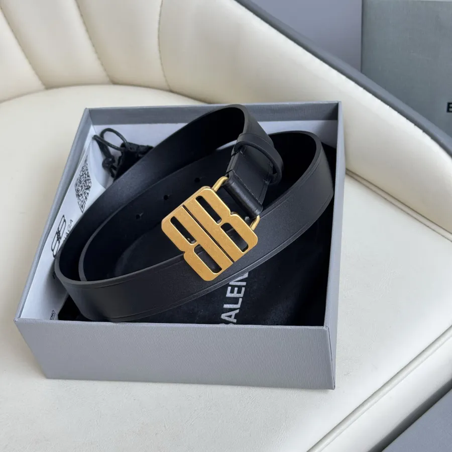 Balenciaga Women's Nano Belt In Red/Black Smooth Calfskin With Gold/Silver Hardware 25mm