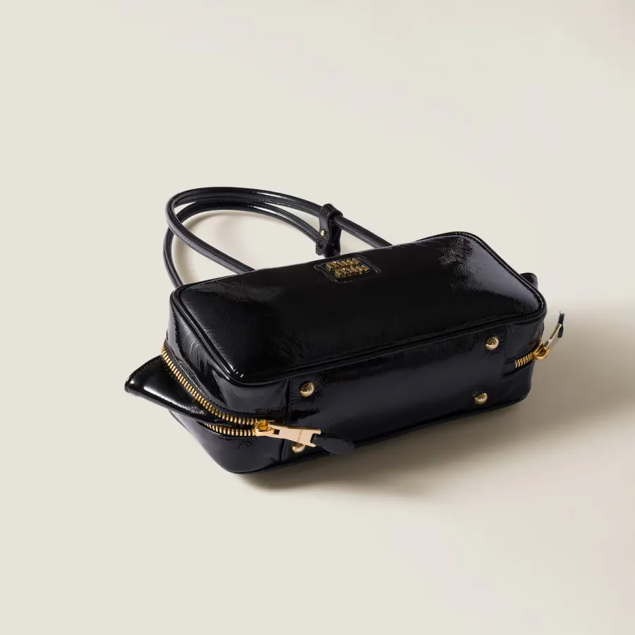 Miu Miu Beau Naplak Patent Leather Black Top-Handle Bags