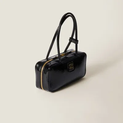 Miu Miu Beau Naplak Patent Leather Black Top-Handle Bags