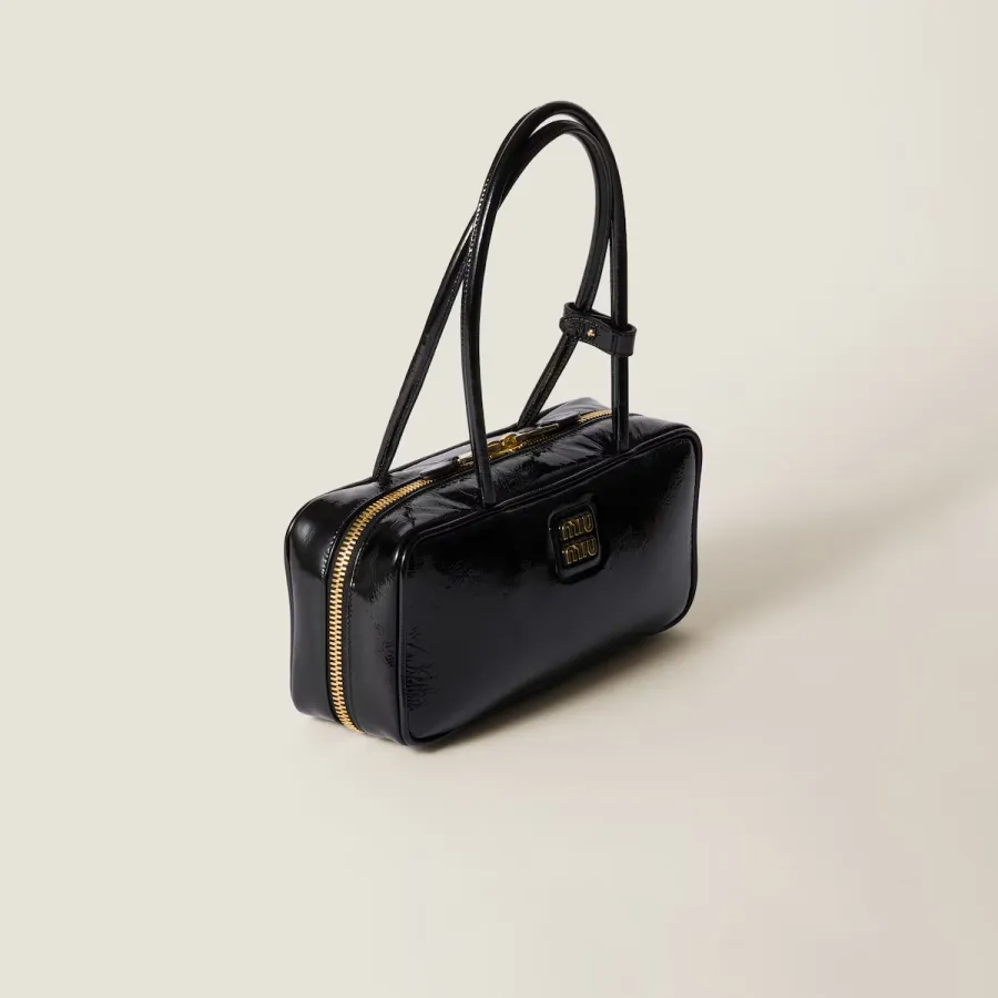 Miu Miu Beau Naplak Patent Leather Black Top-Handle Bags