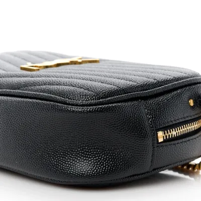 Saint Laurent Mini Lou Camera Bag Black Monogram Grain De Poudre Matelasse Leather Gold Hardware