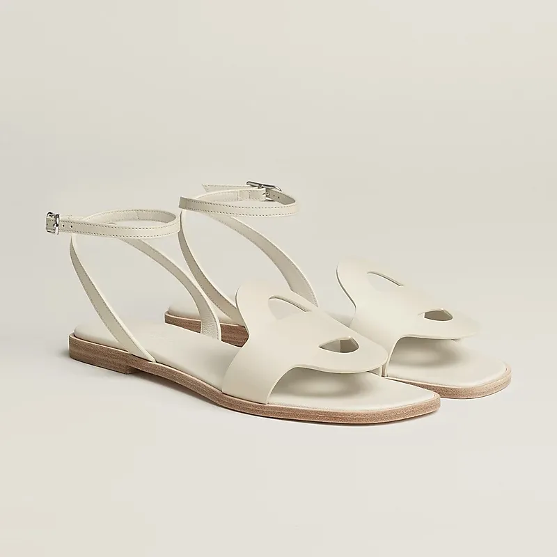 HERMES white Black Sandal