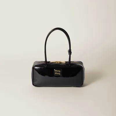 Miu Miu Beau Naplak Patent Leather Black Top-Handle Bags