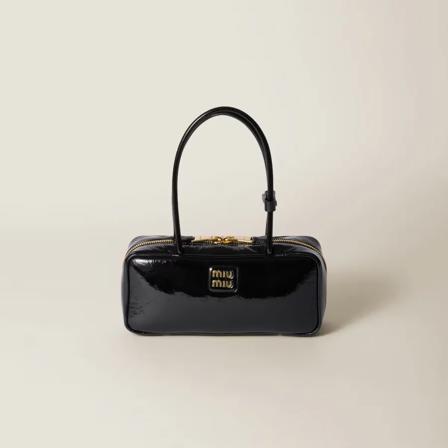 Miu Miu Beau Naplak Patent Leather Black Top-Handle Bags