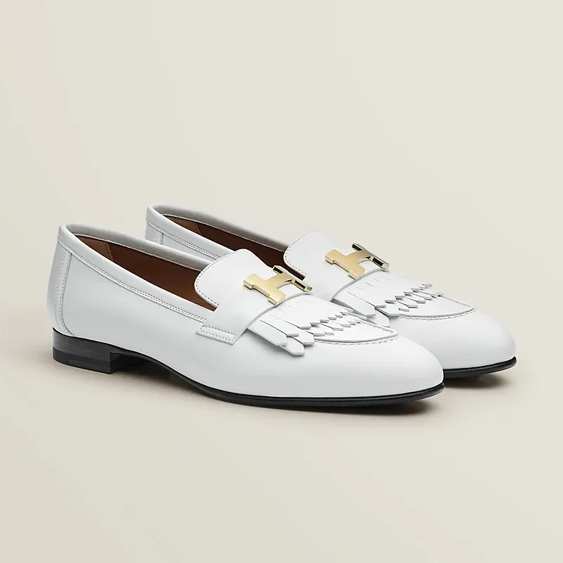 HERMES Royal White Loafers