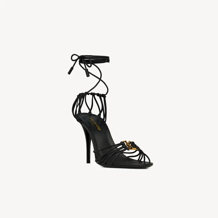 Yves Saint Laurent Black Sleek leather sandals with high heels