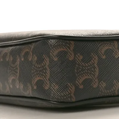 Celine Medium Messenger Bag Black Triomphe Canvas Gold Hardware