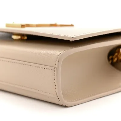 Saint Laurent Small Kate Satchel Nude Powder Monogram Grain De Poudre Leather Silver Hardware