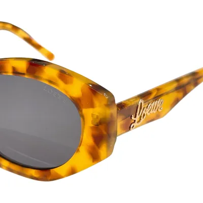 Loewe Oval glasses yellow leopard/leopard brown/black/ivory/tawny/mint color Size 55口19-145