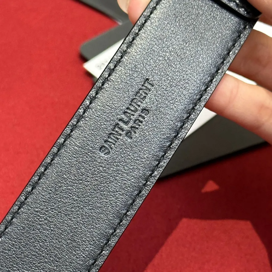 Saint Laurent Cassandre Belt In Black/White/Beige/Pink/Brown Smooth Calfskin With Gold Hardware 30mm