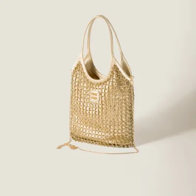 Miu Miu IVY Jewelry-Embroidered Duchess Satin Handbag Gold Shoulder Bags