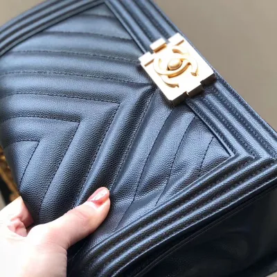 Chanel Lleboy Black Quilted Caviar Leather Shoulder Bags Crossbody Bags