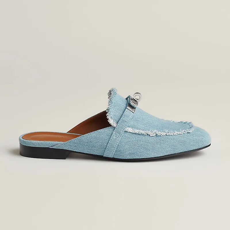 HERMES Oz Mule Blue Slippers