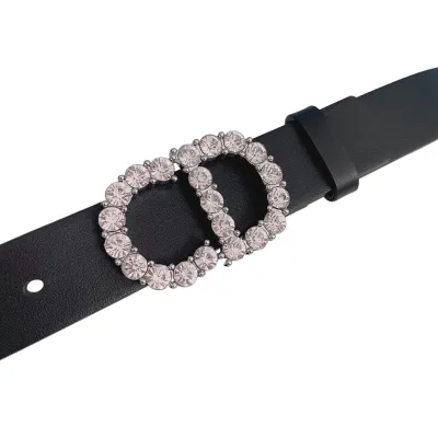 Dior Women' s 30 Montaigne Buckle With Crystals Belt In Black/Mustard/White/Blue Calfskin With Gold/Silver Hardware 30mm