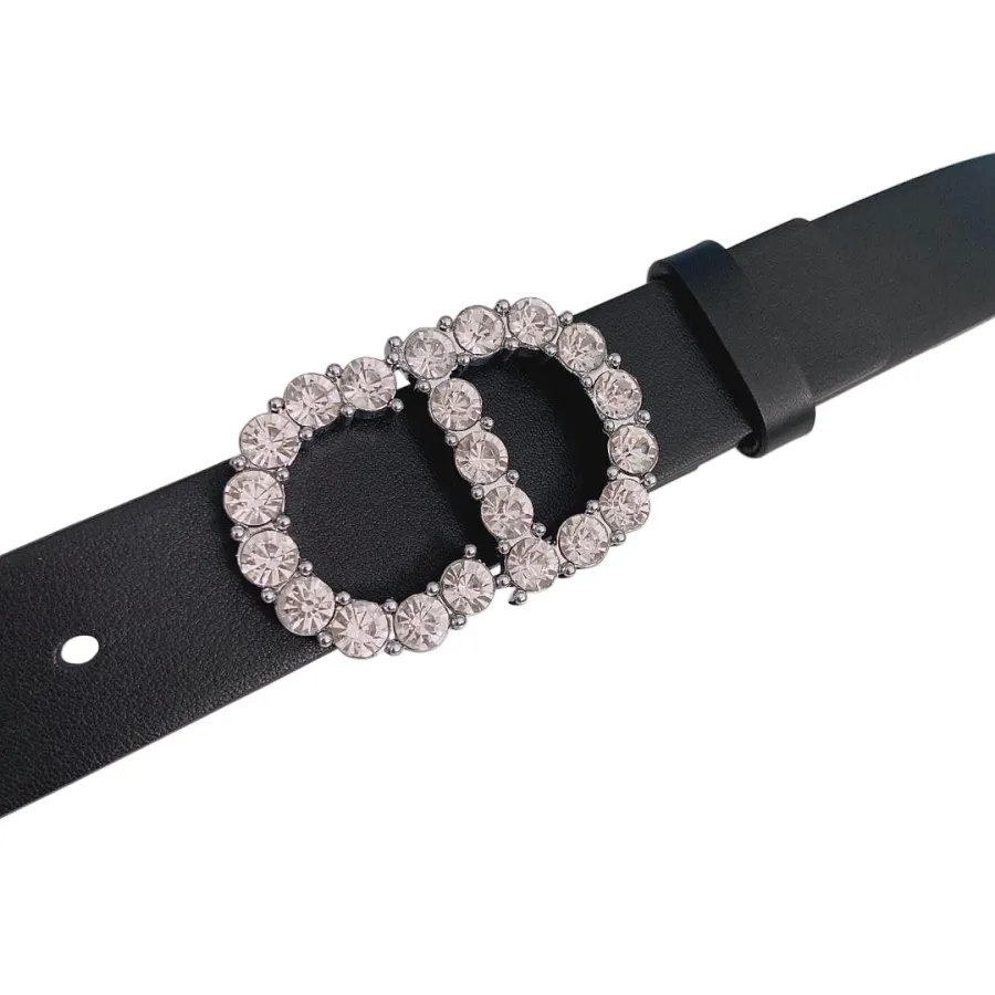 Dior Women' s 30 Montaigne Buckle With Crystals Belt In Black/Mustard/White/Blue Calfskin With Gold/Silver Hardware 30mm