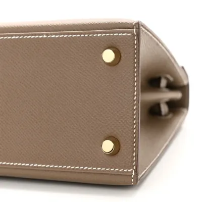 Hermès Kelly Sellier 25 Etoupe Epsom Leather Gold Hardware