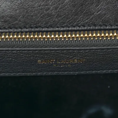 Saint Laurent Large College Satchel Black Chevron Monogram Sheepskin Matelasse Leather Aged Gold Hardware