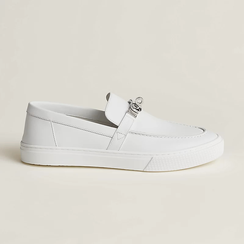 HERMES Game White Loafers