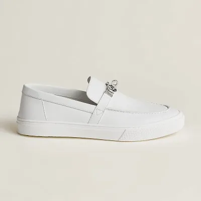 HERMES Game White Loafers