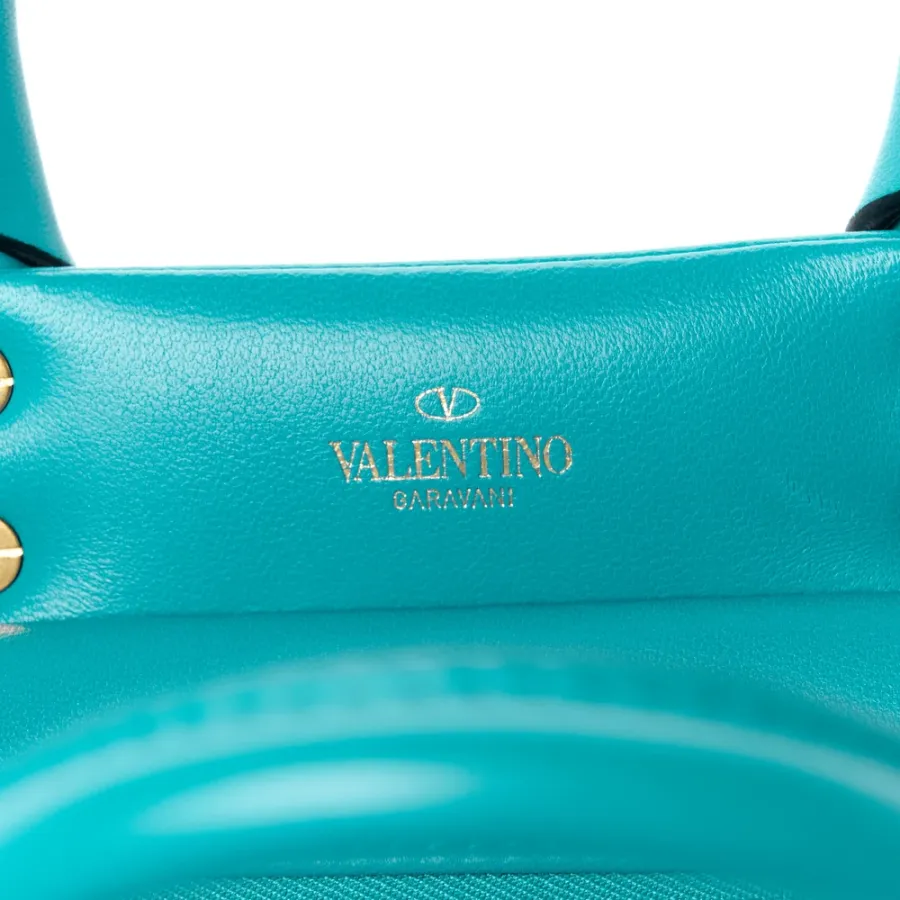 Valentino Garavani Small One Stud Handbag Marine Green Nappa Leather Gold Hardware