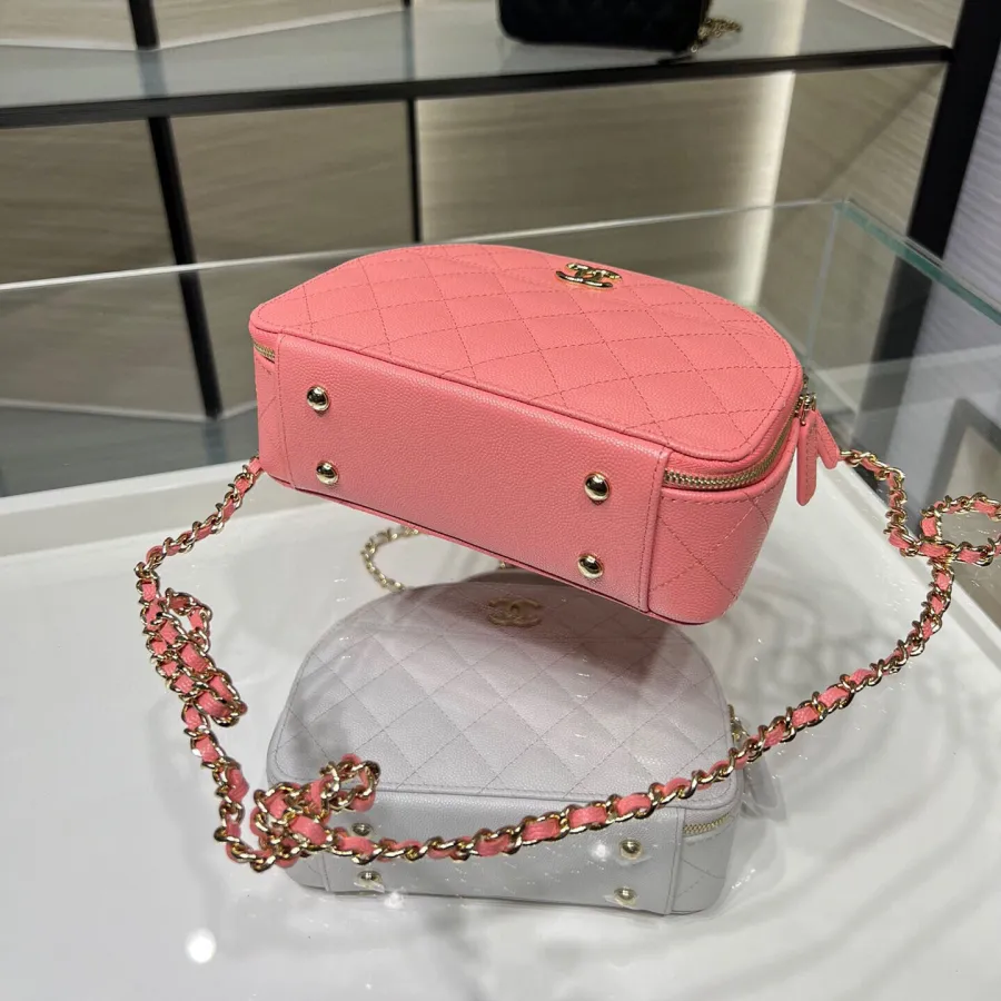 Chanel Pink /  White / Black / Wine Red / Lvory White Quilted Pelleted Calfskin Leather Crossbody Bags