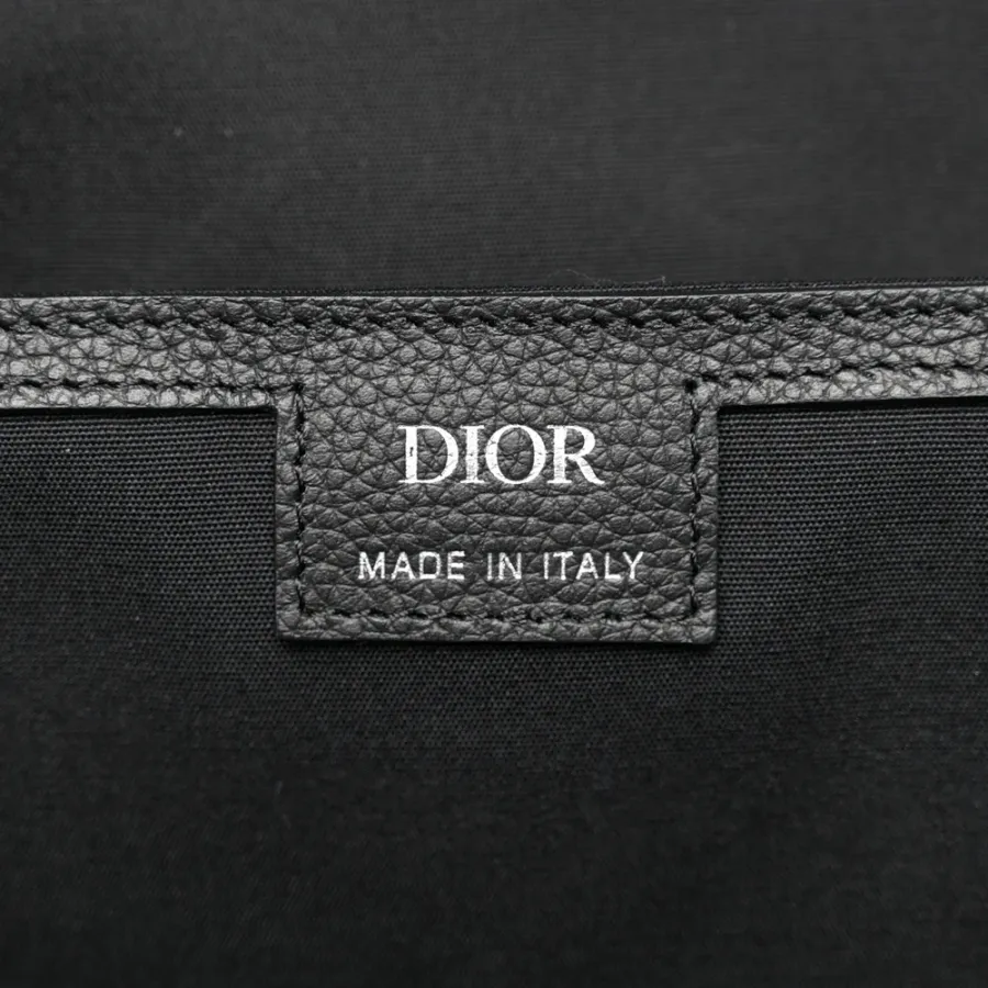 Dior Large Saddle Zip Backpack Black Oblique Canvas & Grained Calfskin Leather Silver Hardware