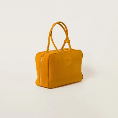 Miu Miu Beau Suede Leather Yellow Top-Handle Bags