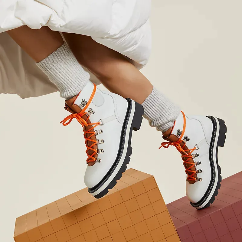 HERMES Hike White ankle boots