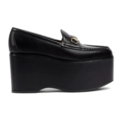 Gucci black thick bottom loafers