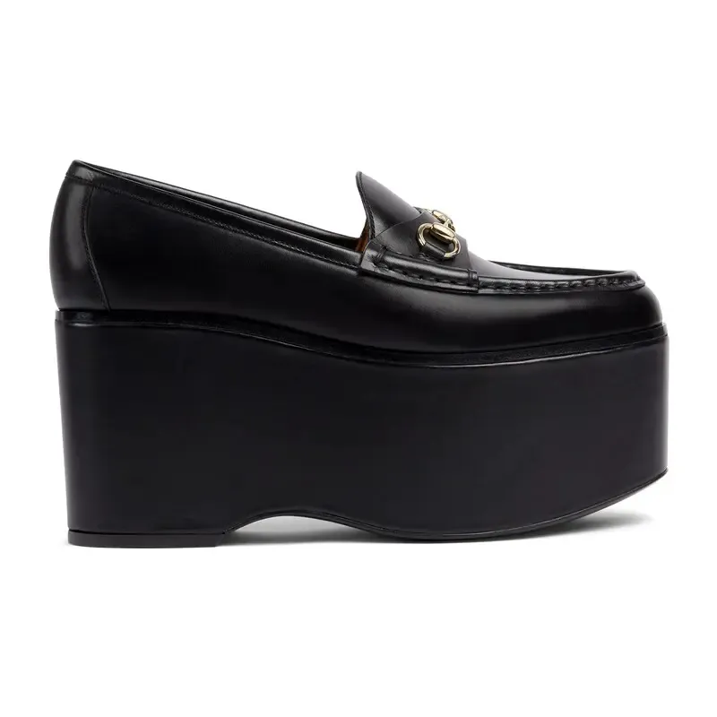 Gucci black thick bottom loafers