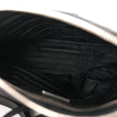 Prada Small Crossbody Bag Black Quilted Nylon Tessuto Impuntu Silver Hardware