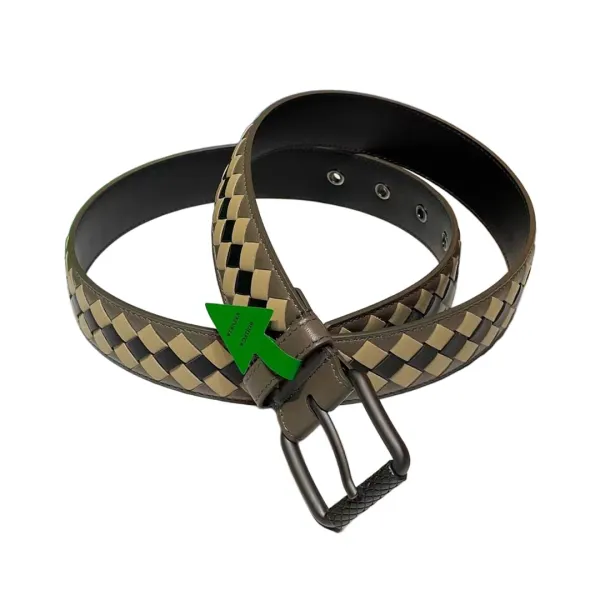 Bottega Veneta Men's Square Buckle Intrecciato Belt In Multicolor Calfskin With Silver/Matte Gun Black Hardware 35mm - Image 6