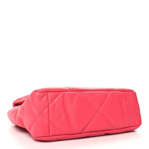 Chanel 19 Flap Medium Coral Quilted Goatskin Leather - Image 6