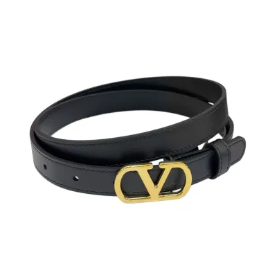Valentino V Buckle Belt In Red/Pastel Brown/Black/Brown Calfskin With Gold Hardware 20mm