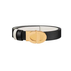 Dior Women' s Montaigne Oval Buckle Belt In Brown/Black Calfskin With Gold Hardware 20mm
