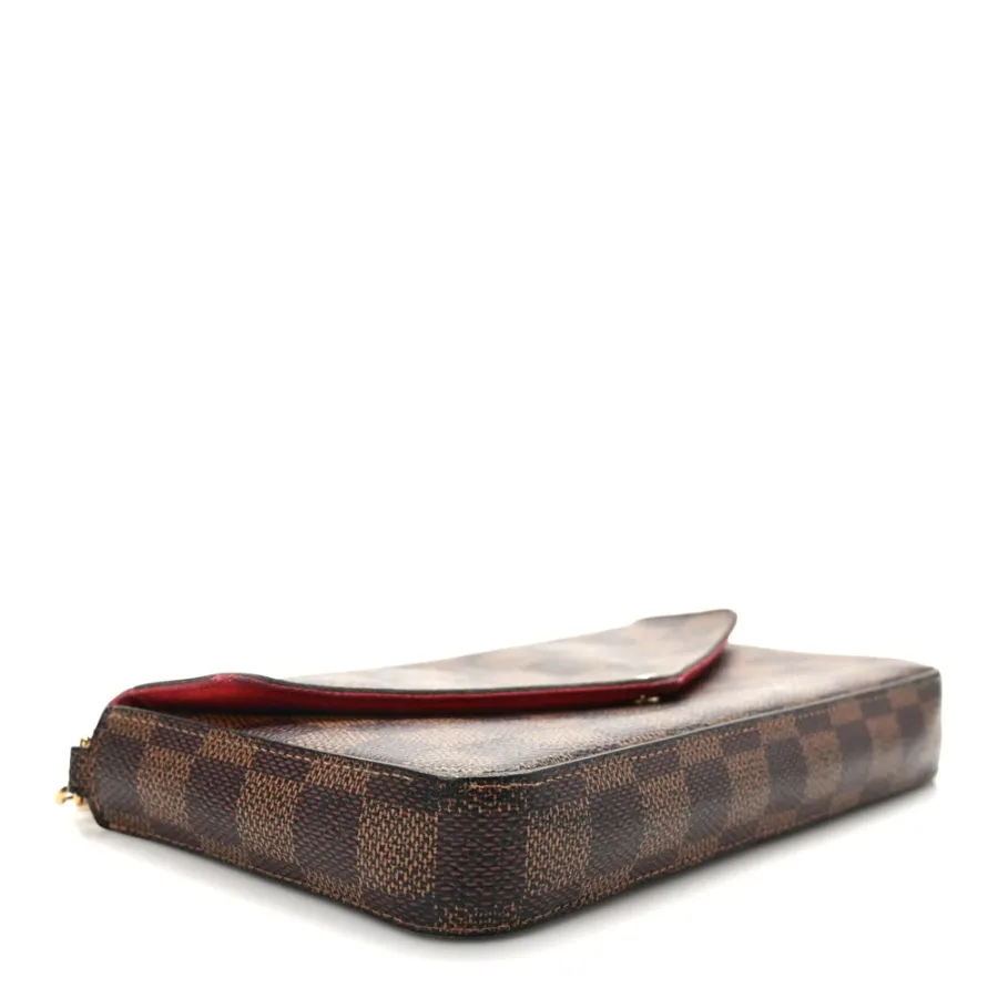Louis Vuitton Pochette Felicie Chain Wallet PM Damier Ebene Canvas Gold Hardware